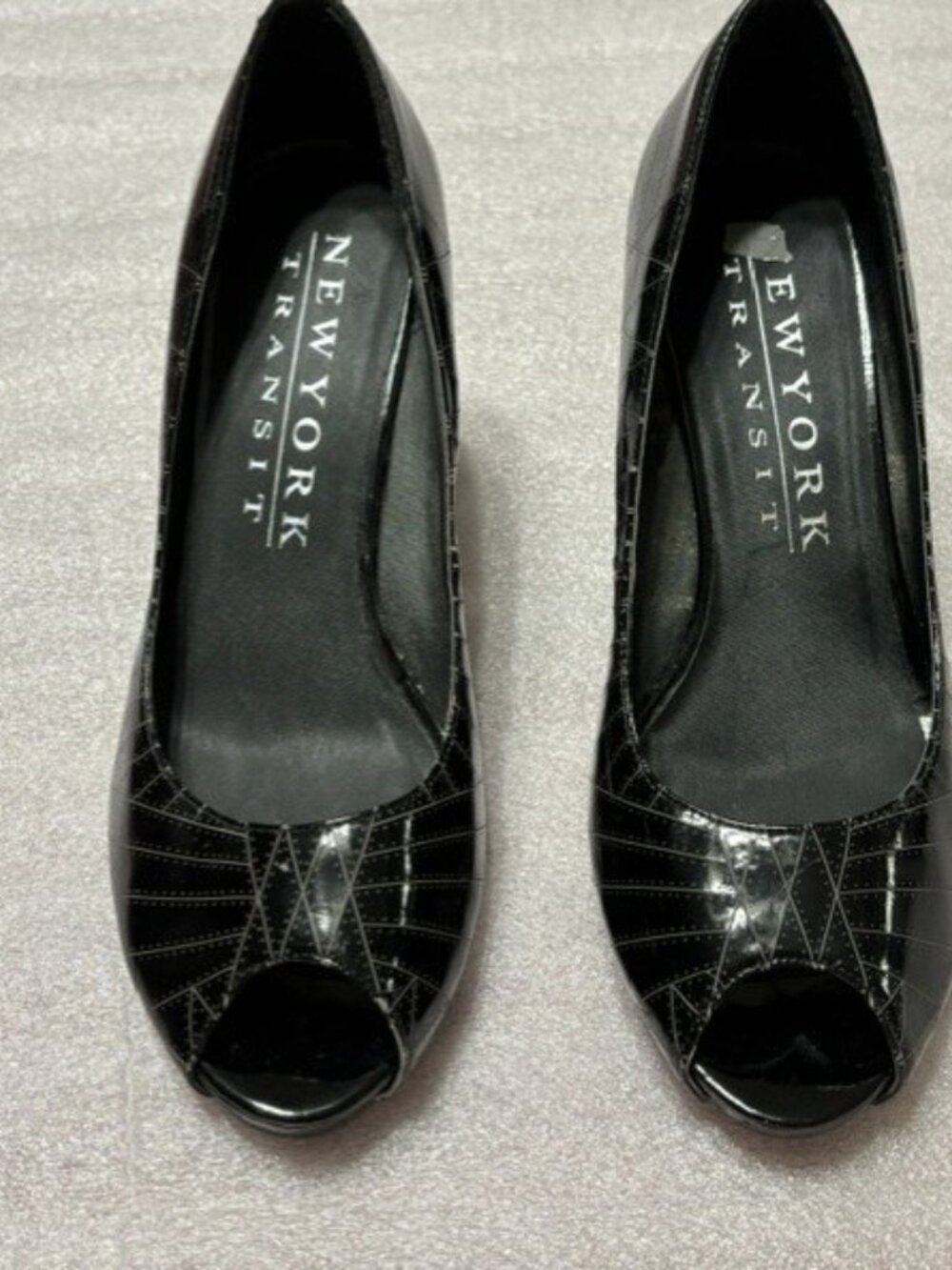 Black Peep Toe Platform Heels Size 8. New York Transit